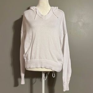 Z Supply White Hooded Long Sleeve Sweater, Size Small